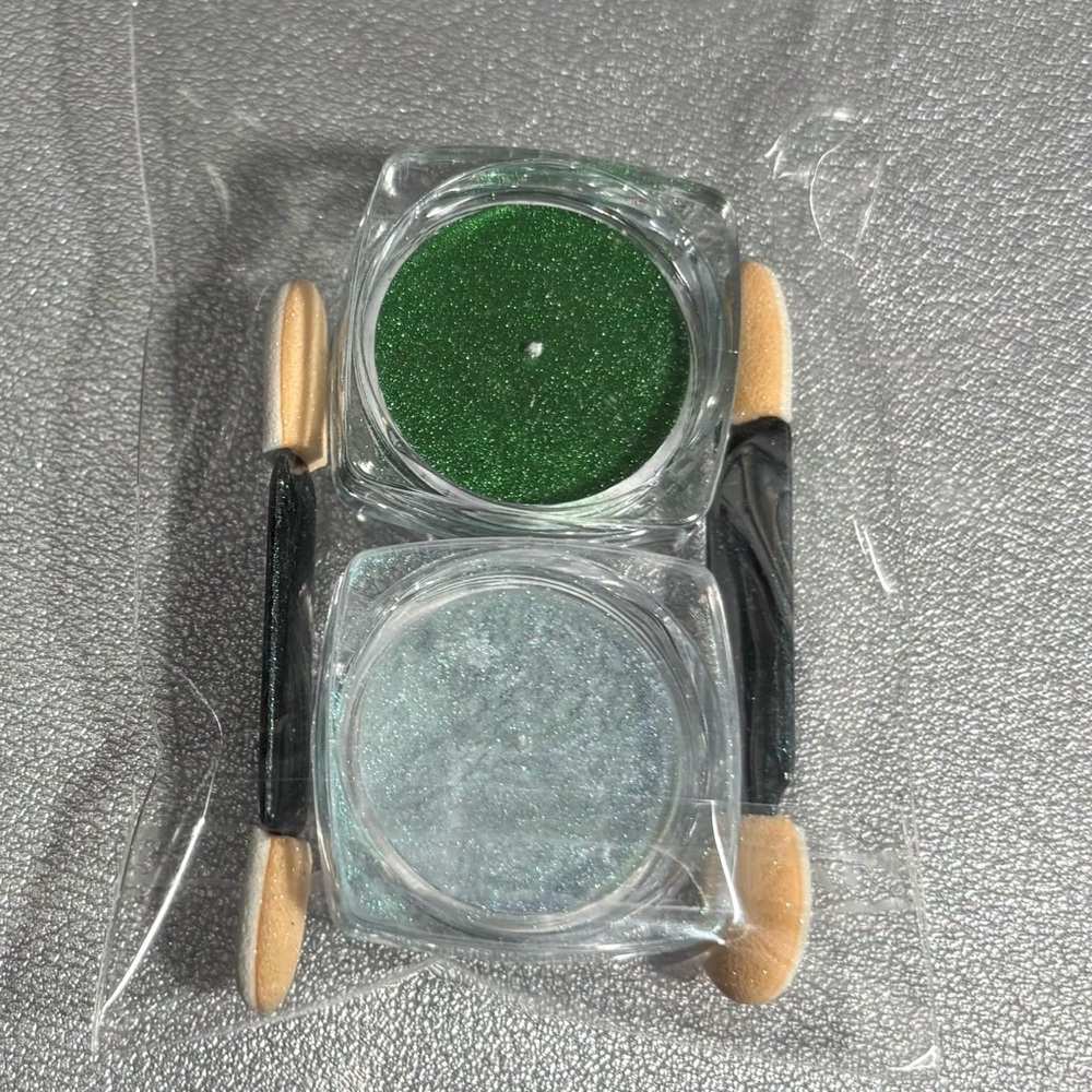 Green and Silver blue chrome powder Duo